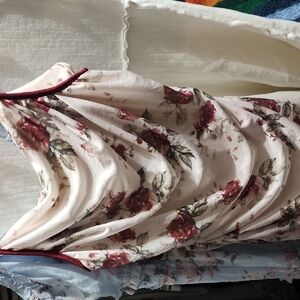 SHEIN Curve Floral Mesh Dress with Cream and Red